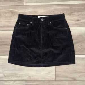 Reformation Black Corduroy Skirt